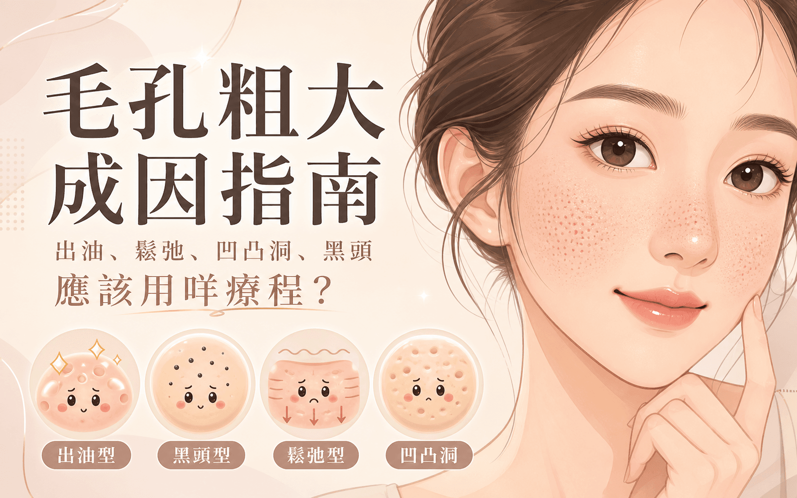 毛孔粗大成因指南 IG 風格插畫封面