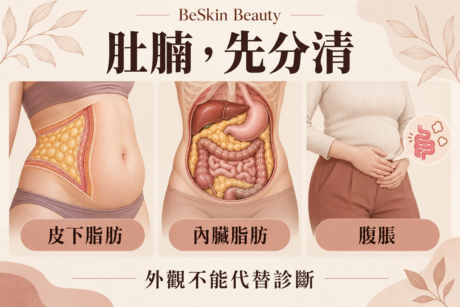 皮下脂肪、內臟脂肪及腹脹的三種概念，外觀不能代替診斷
